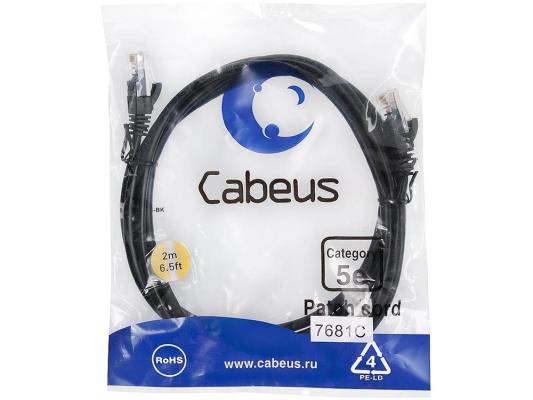 Патч-корд Cabeus PC-UTP-RJ45-CAT.5E-2M-BK UTP, категория 5e, 2 м, неэкранированный, черный