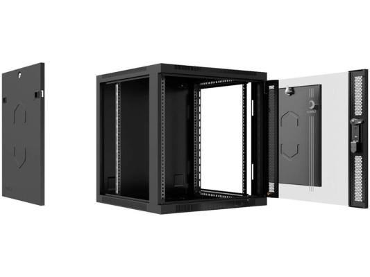 Шкаф телекоммуникационный настенный 19" Cabeus SH-05F-9U60/60-BK 9U 600x600x501mm (ШхГхВ) дверь стекло, цвет черный (RAL 9004)