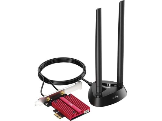 Адаптер беспроводной связи (Wi-Fi) CUDY BE9300  Wi-Fi 7 PCI Express Adapter BE9300 Wi-Fi 7 Bluetooth 5.4 PCI Express Adapter with Heatsink and Magnetized Antenna Base,  Intel BE200 module,Tri-band 2T2R, 5.8Gbps@6Ghz+2.8Gbps@5GHz + 688Mbps@2.4GHz, 802.11be/ax/ac/a/b/g/n, Magnetized antenna base, 2 high gain detachable antennas