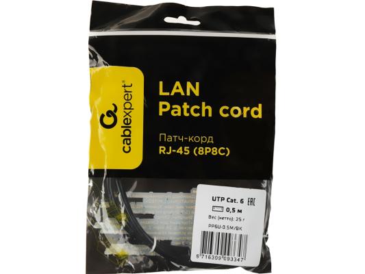 Патч-корд Premier PP6U-0.5M/BK 10000Гбит/с UTP 4 пары cat.6 CCA molded 0.5м черный RJ-45 (m)-RJ-45 (m)