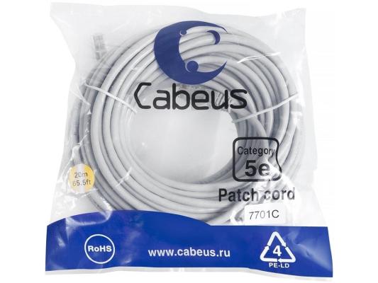 Патч-корд CABEUS вилка RJ-45,  вилка RJ-45,  кат.5E,  ПВХ,  20м,  серый [pc-utp-rj45-cat.5e-20m]
