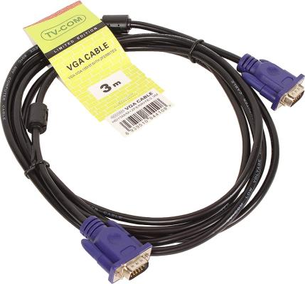 Кабель VGA 3м VCOM Telecom QCG120H-3M круглый черный
