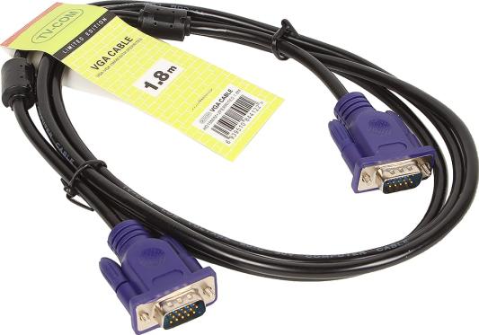 Кабель VGA 1.8м VCOM Telecom круглый черный QCG120H-1.8M/QCG341AD