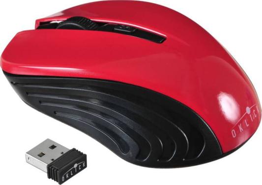 Мышь беспроводная Oklick 545MW чёрный красный USB + радиоканал
