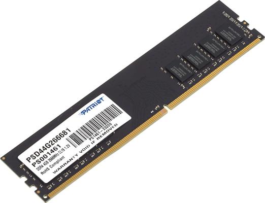 Оперативная память для компьютера 4Gb (1x4Gb) PC4-21300 2666MHz DDR4 DIMM CL19 Patriot Signature Line PSD44G266681