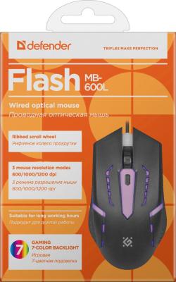 Мышь проводная Defender Flash MB-600L чёрный USB