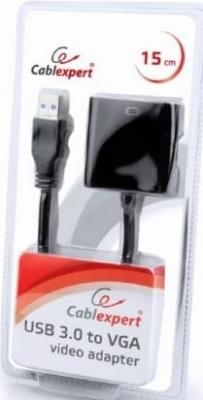 Переходник USB - VGA 0.15м Cablexpert AB-U3M-VGAF-01 черный
